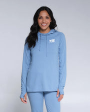 Salty Crew Thrill Seekers Hooded Sunshirt Wmns Marine Blue