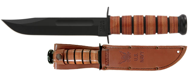 KABAR KB1225 FIGHTING UTILITY KNIFE BROWN LEATHER SHEATH STRAIGHT EDGE