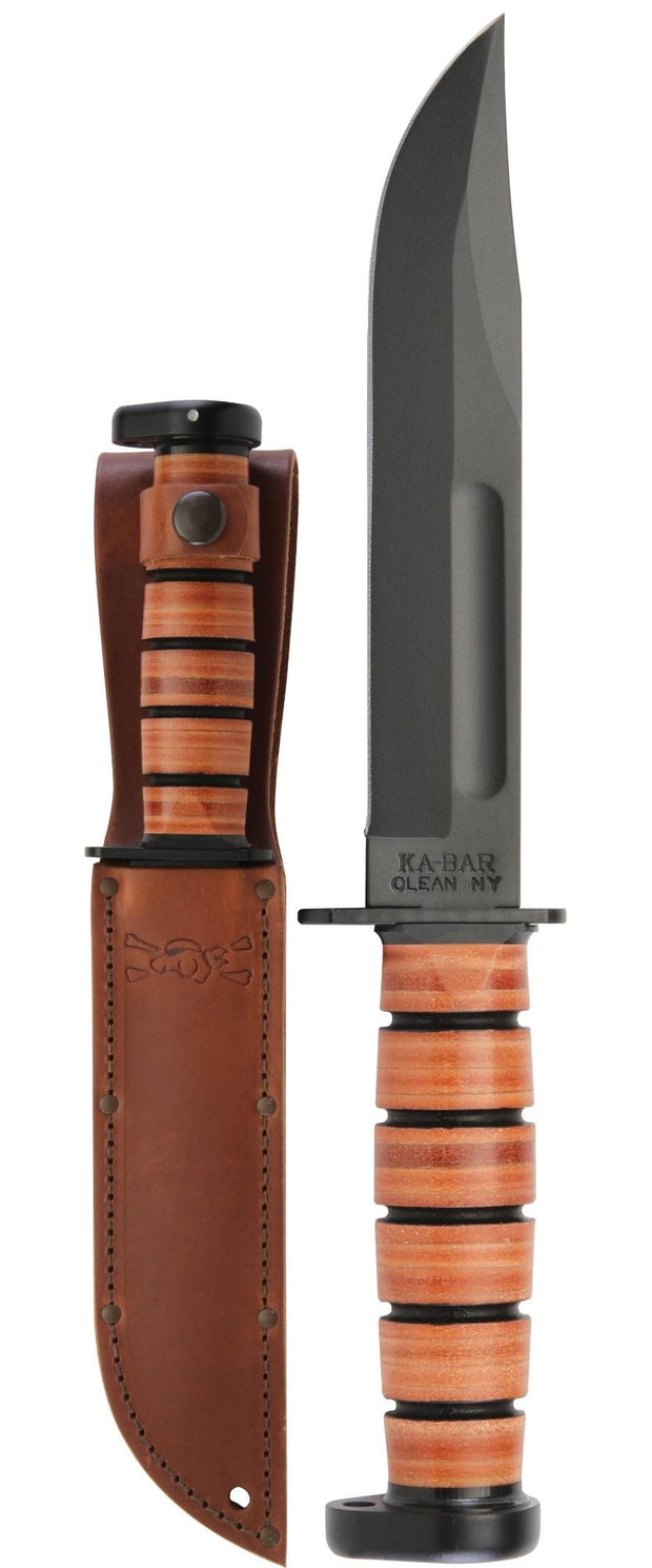 KABAR KB1317 DOG S HEAD UTILITY BROWN LEATHER SHEATH STRAIGHT EDGE