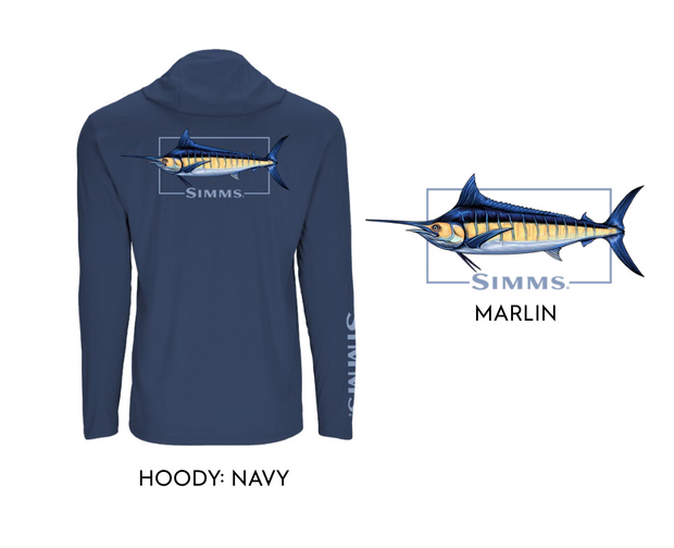 Simms Graphic Solartech Hoody Blue Marlin